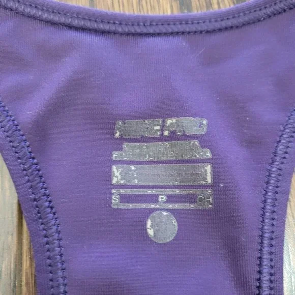 Nike Dri-Fit Racerback Sports Bra Top Athletic Running Purple Fitted Stretch S - Picture 3 of 7